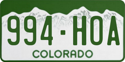 CO license plate 994HOA