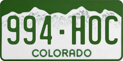 CO license plate 994HOC