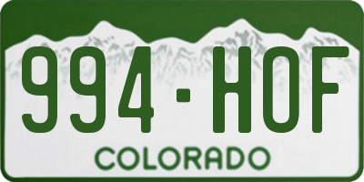CO license plate 994HOF