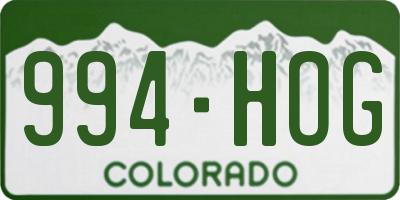 CO license plate 994HOG