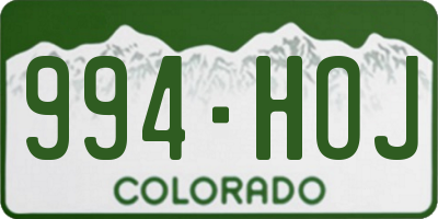 CO license plate 994HOJ