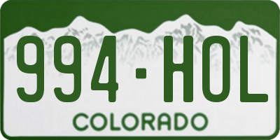 CO license plate 994HOL
