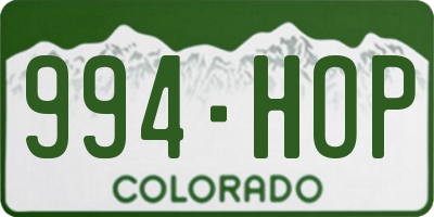 CO license plate 994HOP