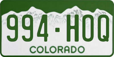 CO license plate 994HOQ