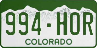 CO license plate 994HOR