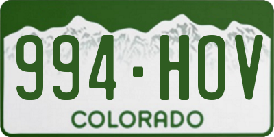CO license plate 994HOV