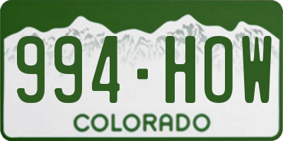 CO license plate 994HOW
