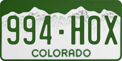 CO license plate 994HOX