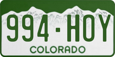 CO license plate 994HOY