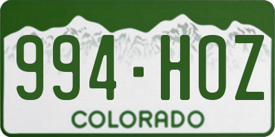 CO license plate 994HOZ