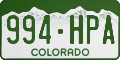 CO license plate 994HPA