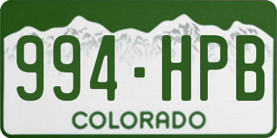 CO license plate 994HPB