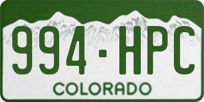 CO license plate 994HPC