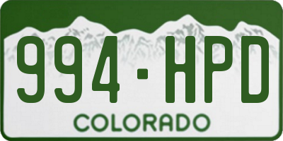 CO license plate 994HPD