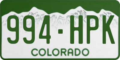 CO license plate 994HPK