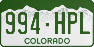 CO license plate 994HPL
