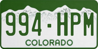 CO license plate 994HPM
