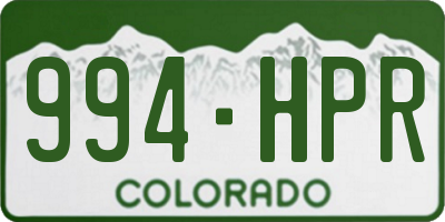 CO license plate 994HPR