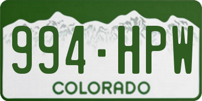 CO license plate 994HPW