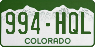 CO license plate 994HQL