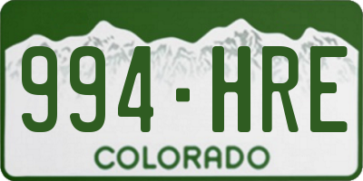CO license plate 994HRE