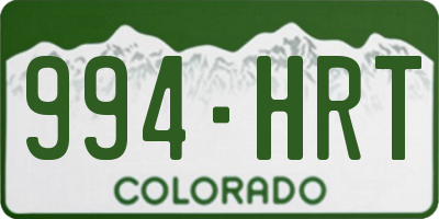 CO license plate 994HRT