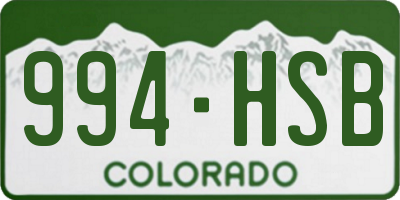 CO license plate 994HSB
