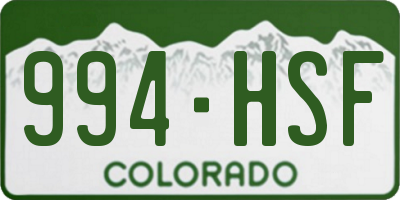 CO license plate 994HSF
