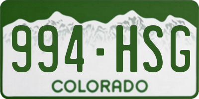 CO license plate 994HSG