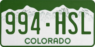 CO license plate 994HSL