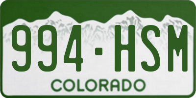CO license plate 994HSM