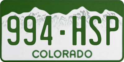 CO license plate 994HSP