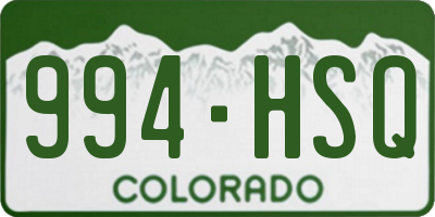 CO license plate 994HSQ