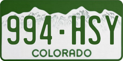 CO license plate 994HSY