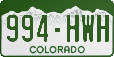 CO license plate 994HWH
