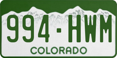 CO license plate 994HWM