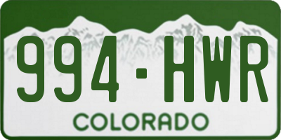 CO license plate 994HWR