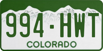CO license plate 994HWT