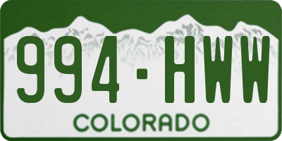 CO license plate 994HWW