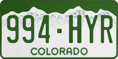 CO license plate 994HYR