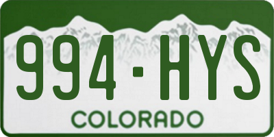 CO license plate 994HYS
