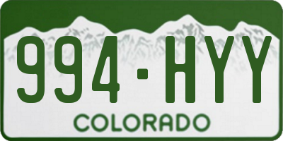 CO license plate 994HYY