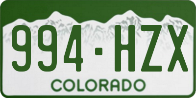 CO license plate 994HZX