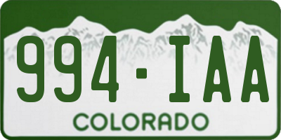 CO license plate 994IAA
