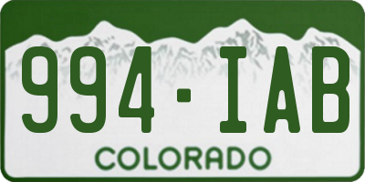 CO license plate 994IAB