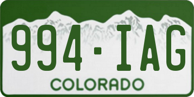 CO license plate 994IAG