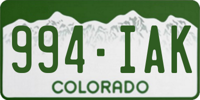 CO license plate 994IAK