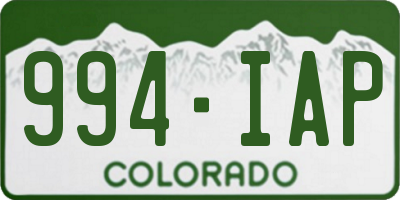 CO license plate 994IAP