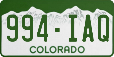CO license plate 994IAQ