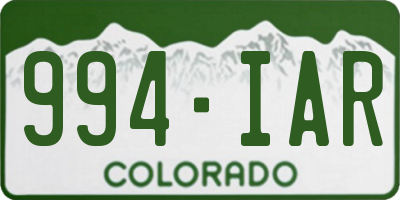 CO license plate 994IAR